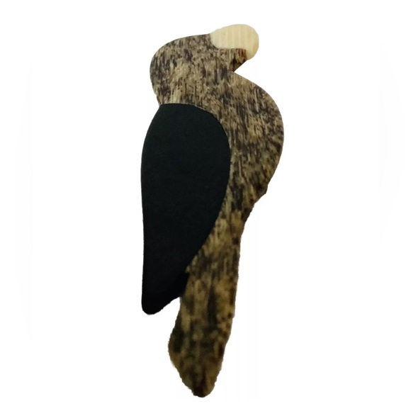 Vintage LEA STEIN PARIS Brooch Parrot Bird Animal Black Brown Ivory Color Signed - Picture 3 of 4